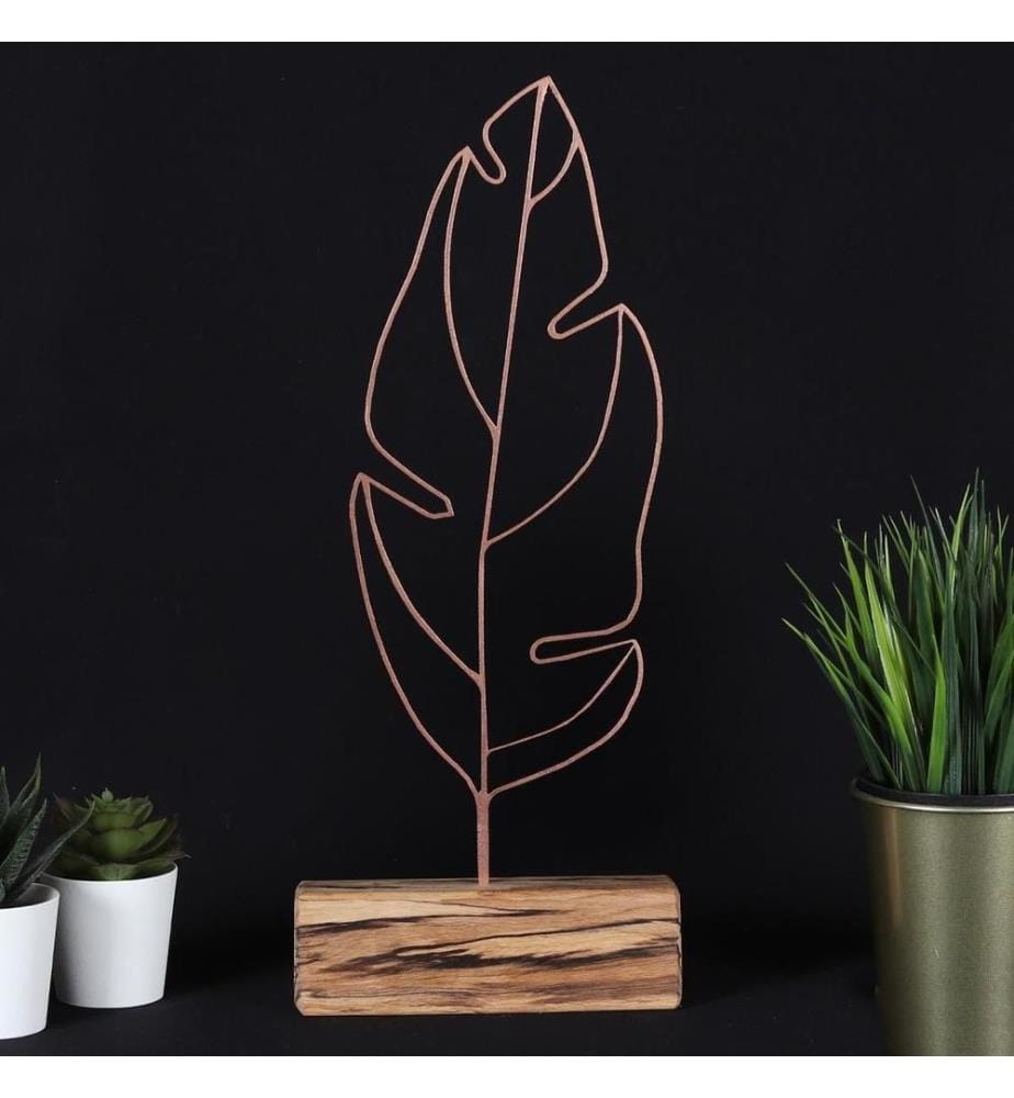 Objet décoratif, bronze, métal, base en bois