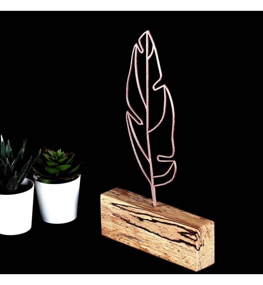 Objet décoratif, bronze, métal, base en bois