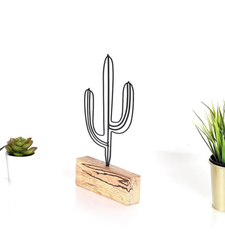 Decorative Object, Black, Metal, Wood Base