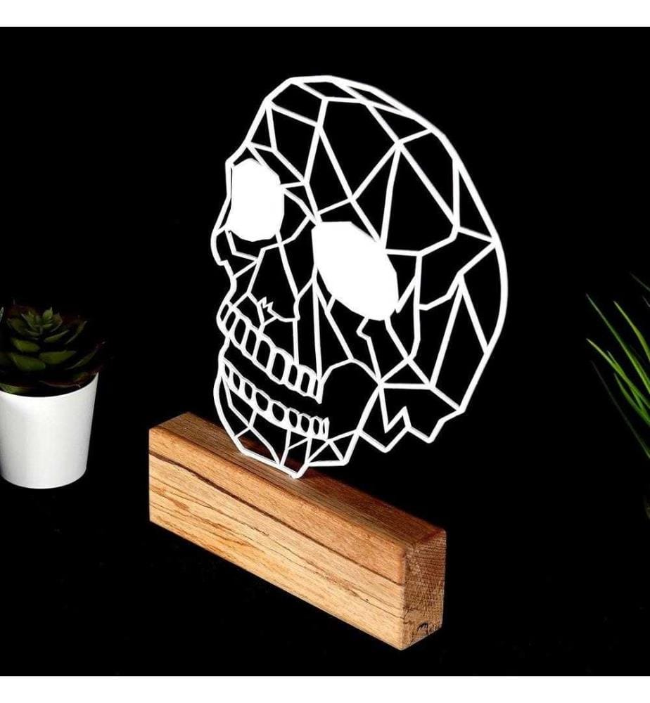 Objet décoratif, blanc, métal, base en bois