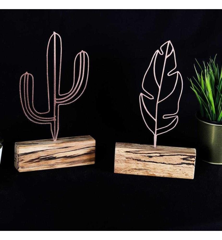 Set d'objets décoratifs, 2 pièces, bronze, métal ; bois