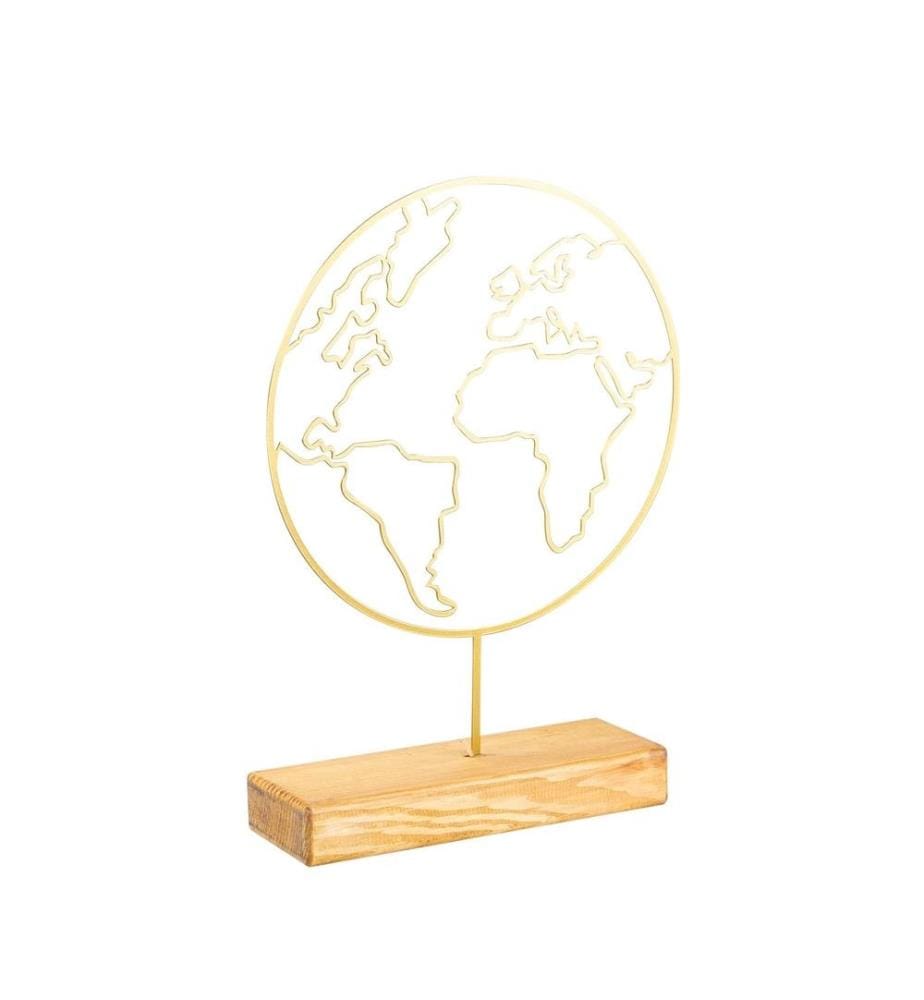 Decorative Object, Gold, Metal, Wood Base