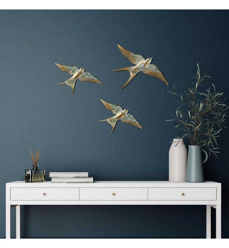 Accessoire mural décoratif, blanc doré, polyester