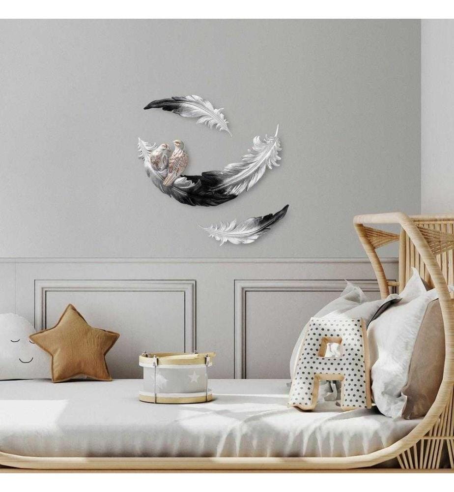 Accessoire mural décoratif, noir blanc, polyester
