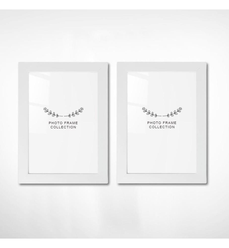 Cornice portafoto, 2 pezzi, bianca, plastica