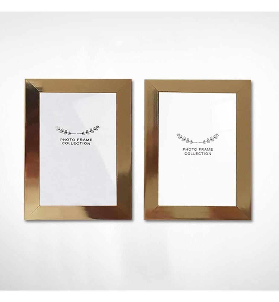 Cornice per foto, 2 pezzi, oro, plastica