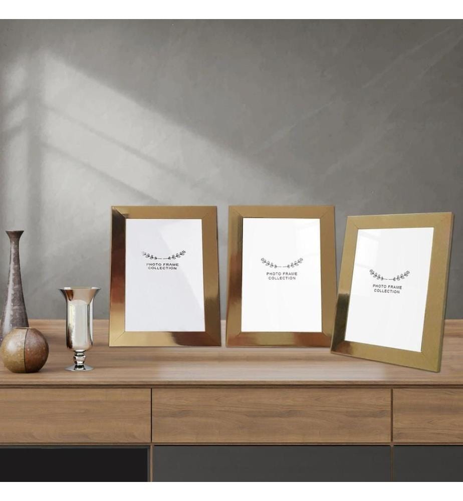 Cornice portafoto, 3 pezzi, oro, plastica