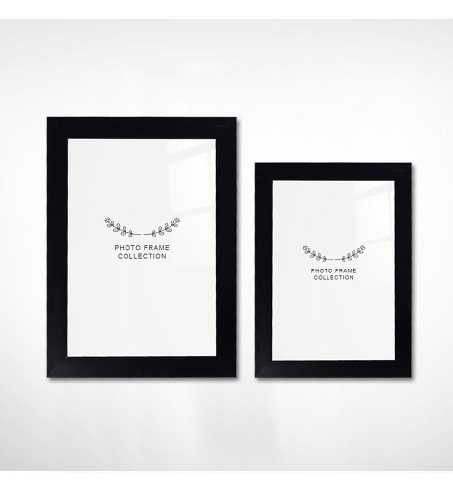 Cornice per foto, 2 pezzi, nera, plastica
