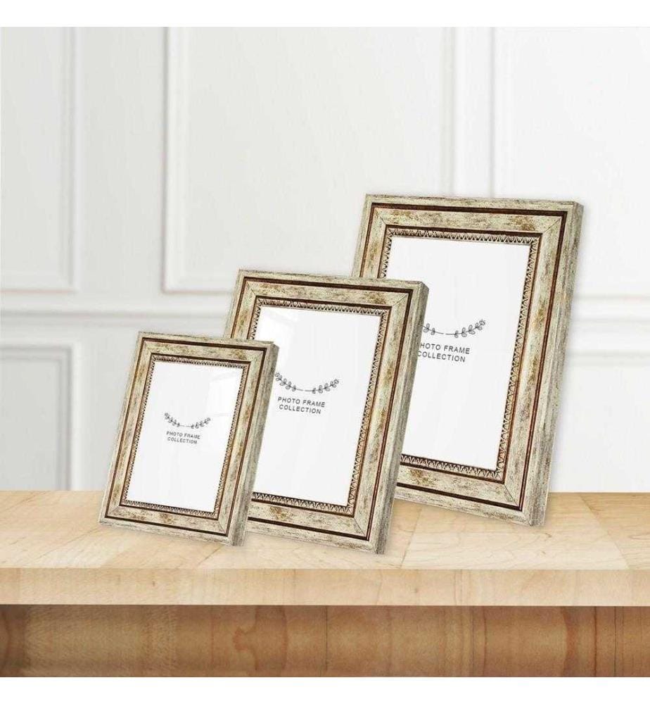 Cornice portafoto, 3 pezzi, marrone, plastica