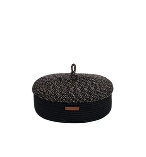 Scatola decorativa, nera, cotone, fatta a mano