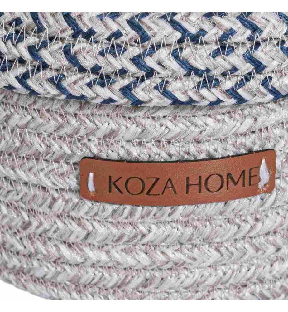 Decorative Box, Grey, Navy Blue, Cotton, Handmade