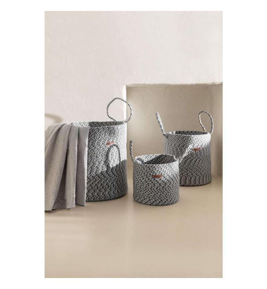 Dekorative Box, Grau, Anthrazit, Baumwolle, Handgefertigt
