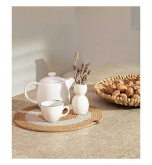 Chemin de table, naturel, gris, coton, fait à la main