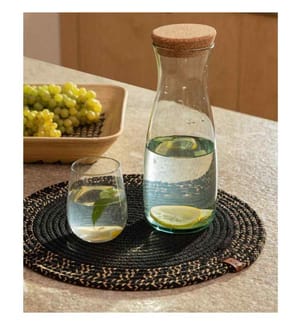 Chemin de table, noir, coton, fait main