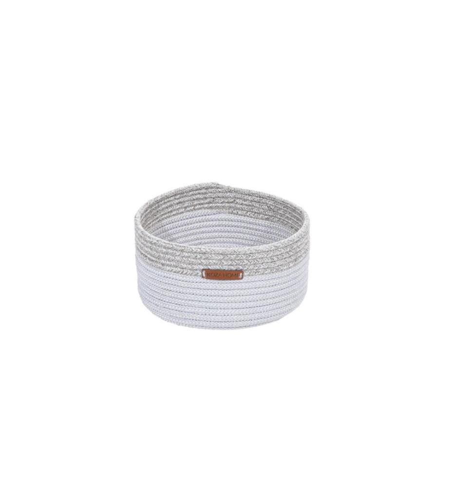 Boîte décorative, blanche, grise, en coton, faite à la main