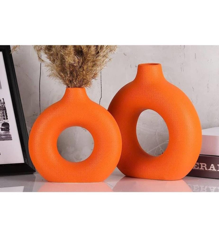 Vase, orange, 100 % Keramik