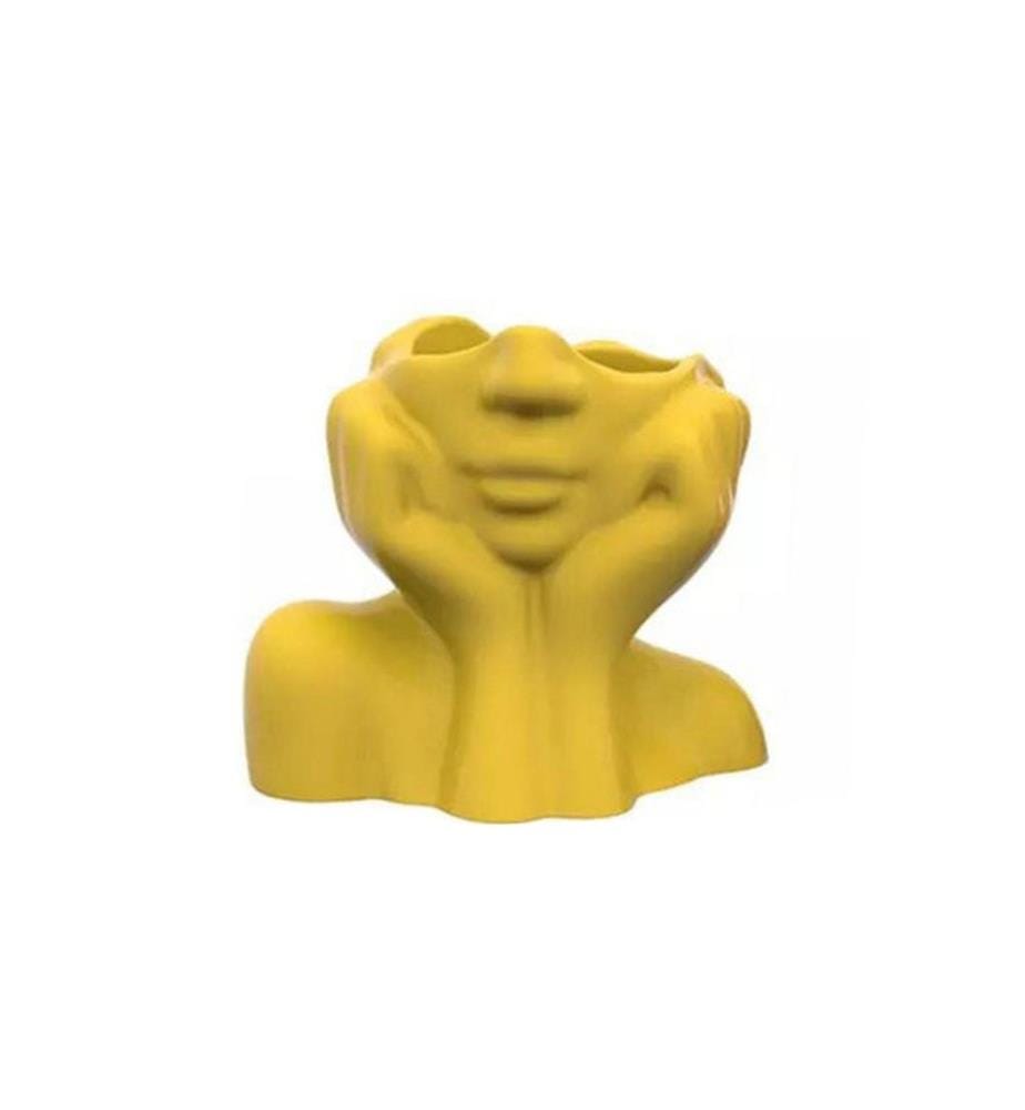 Vase, gelb, 100 % Keramik