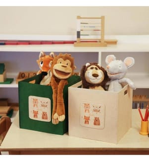Desk Organizer, Green, Cream, Felt