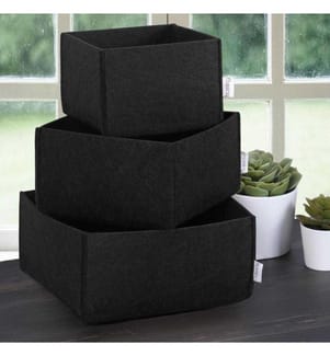 Desk Organizer Set, 3 Pieces, Black, Felt