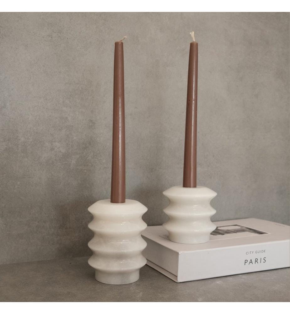 Set di candelieri, 2 pezzi, bianco, 100% marmo di Thassos
