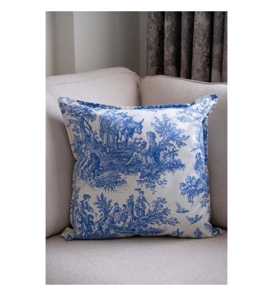 Housse de coussin, Bleu, Blanc, 100% TISSU DE CANARD