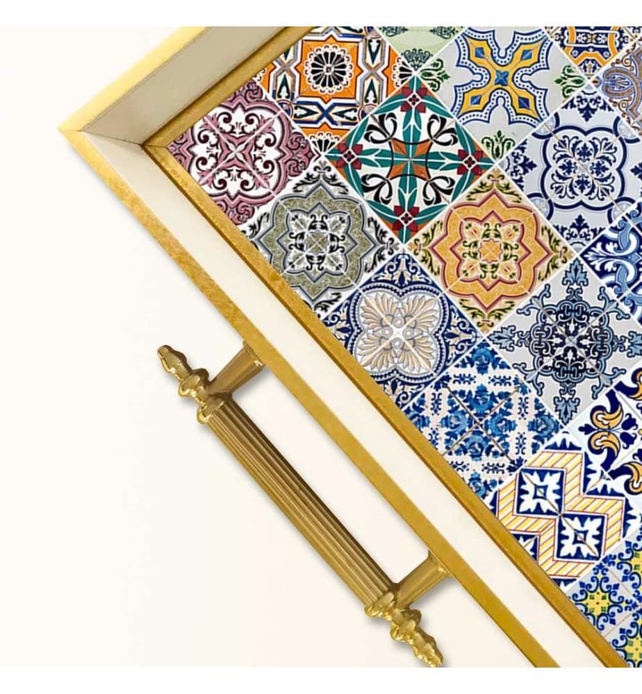 Tablett, mehrfarbig, 100 % Glas