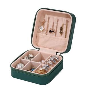 Boîte à bijoux en cuir PU, Vert, 100% CUIR PU