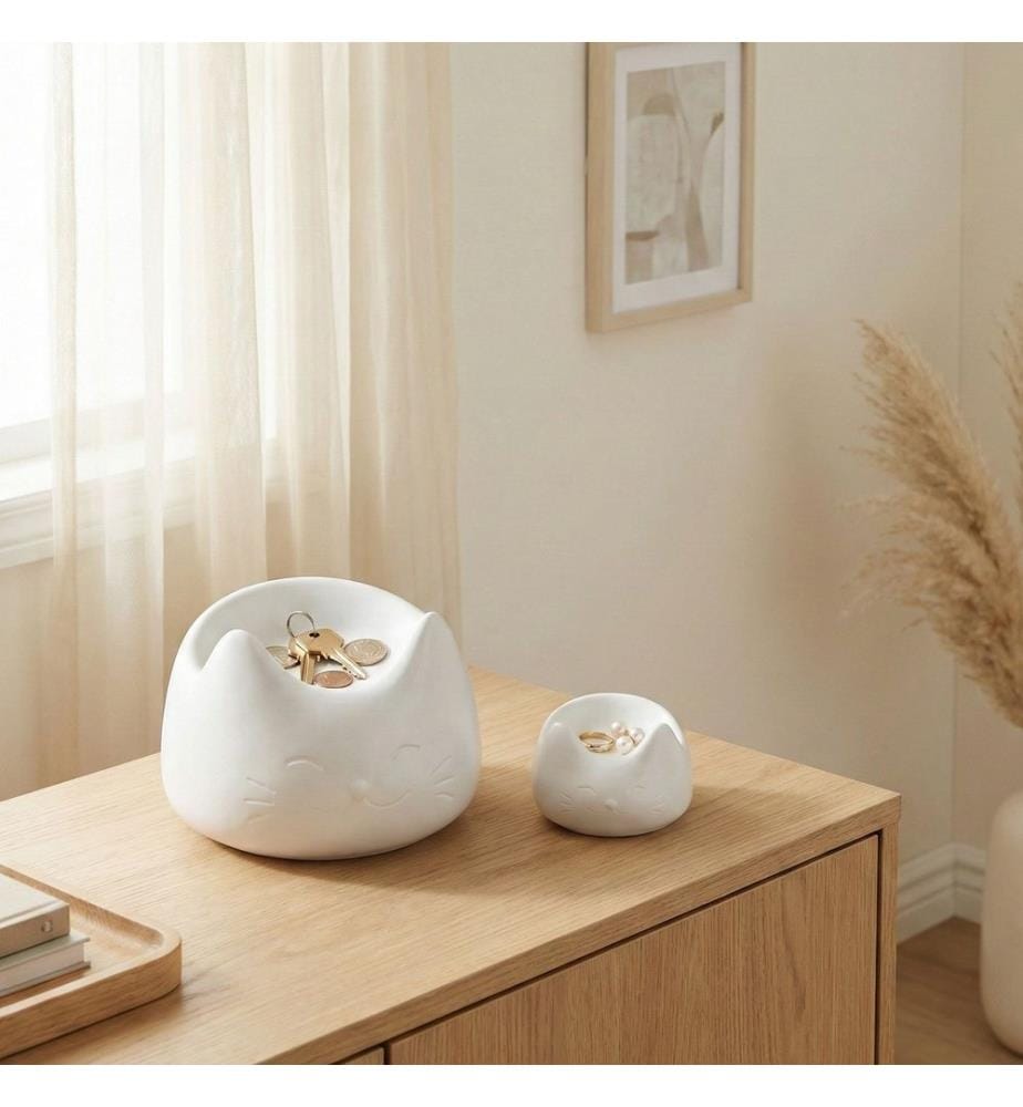 Decorative Object Set, 2 Pieces, White, 100% BIOPLASTIC