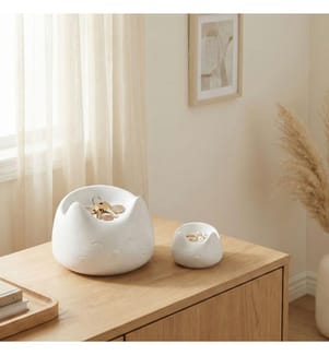 Set d'objets décoratifs, 2 pièces, blanc, 100% BIOPLASTIQUE