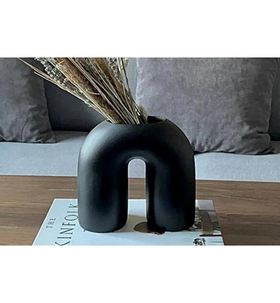 Vase, schwarz, 100 % Keramik