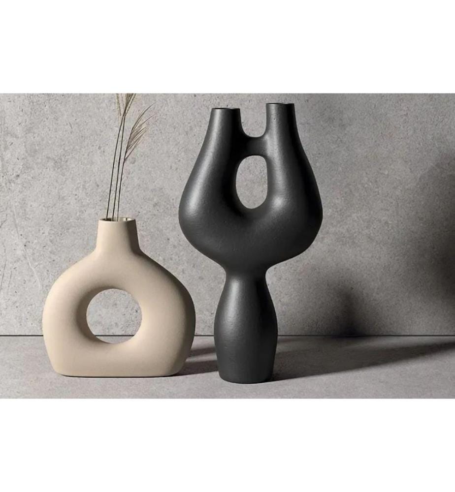Vase, schwarz, 100 % Keramik