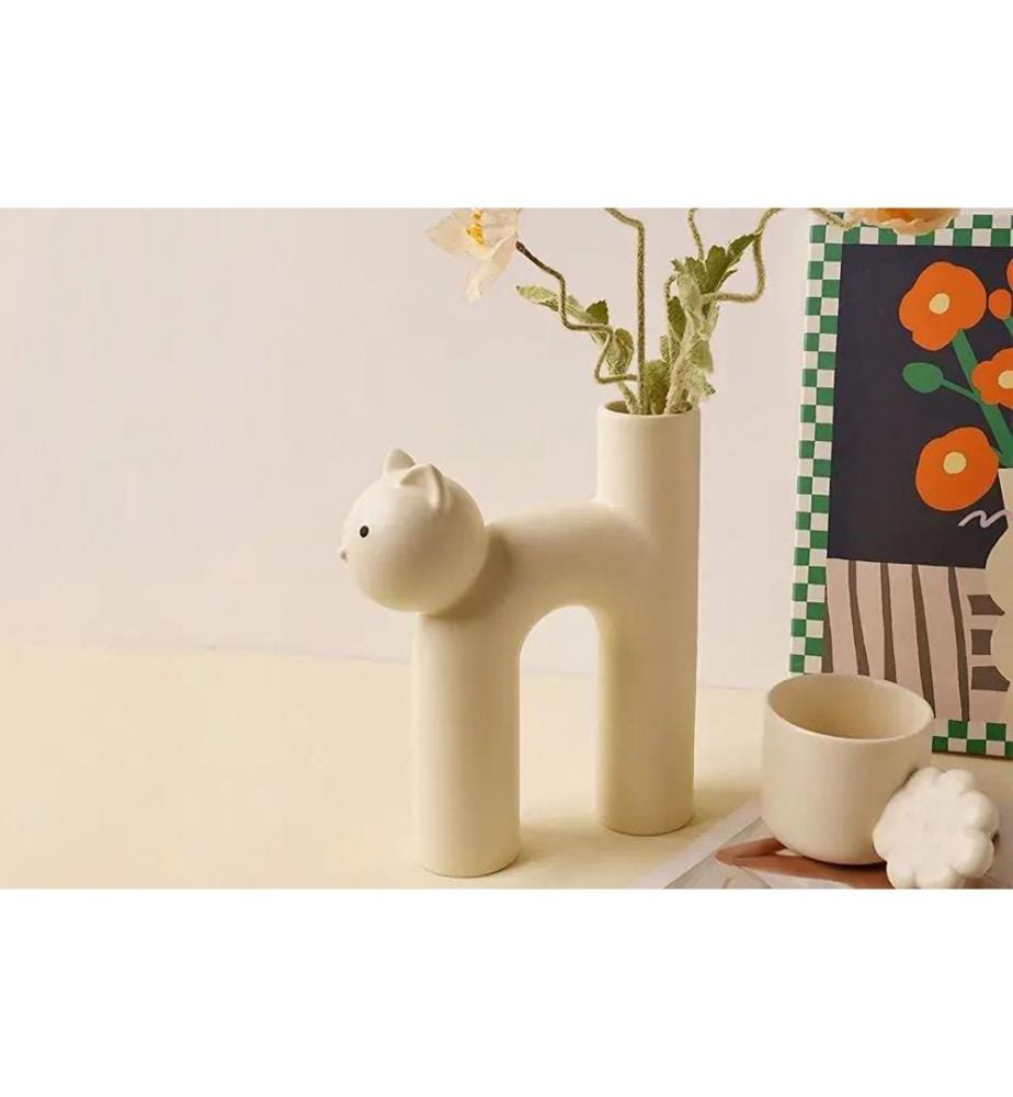 Vase, Creme, 100 % Keramik