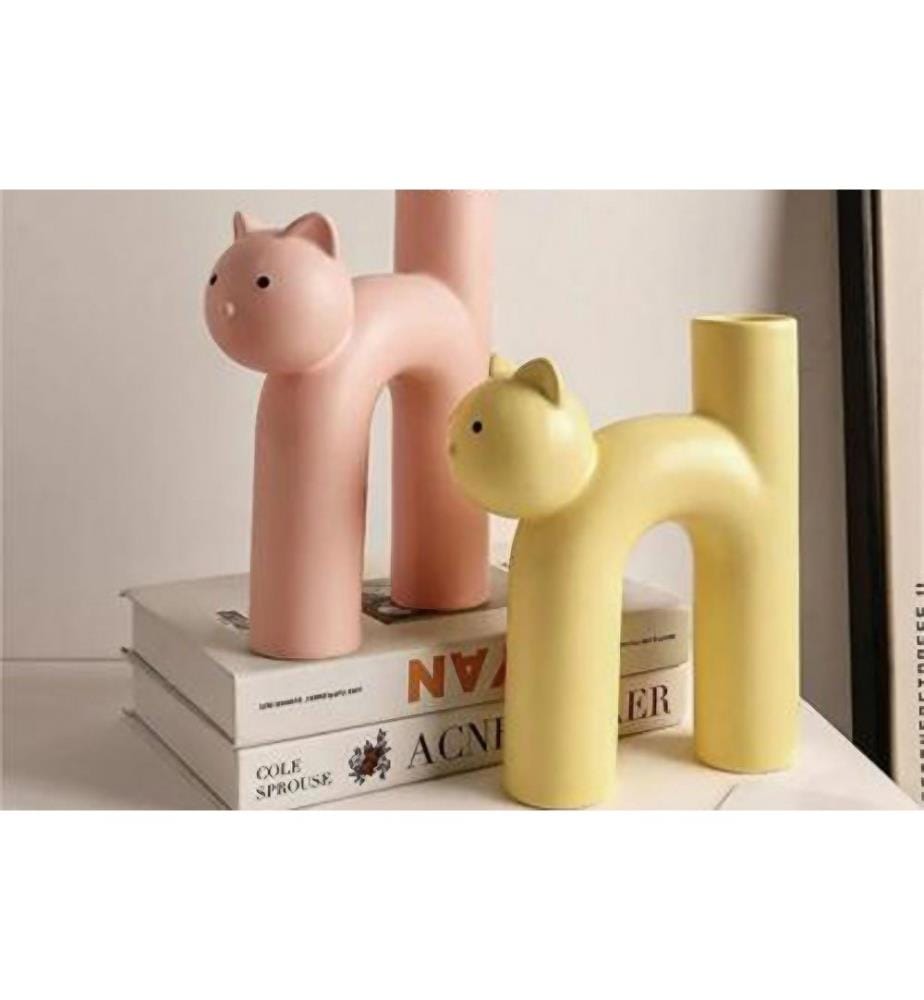 Set de vases, jaune, rose, 100% CERAMIQUE