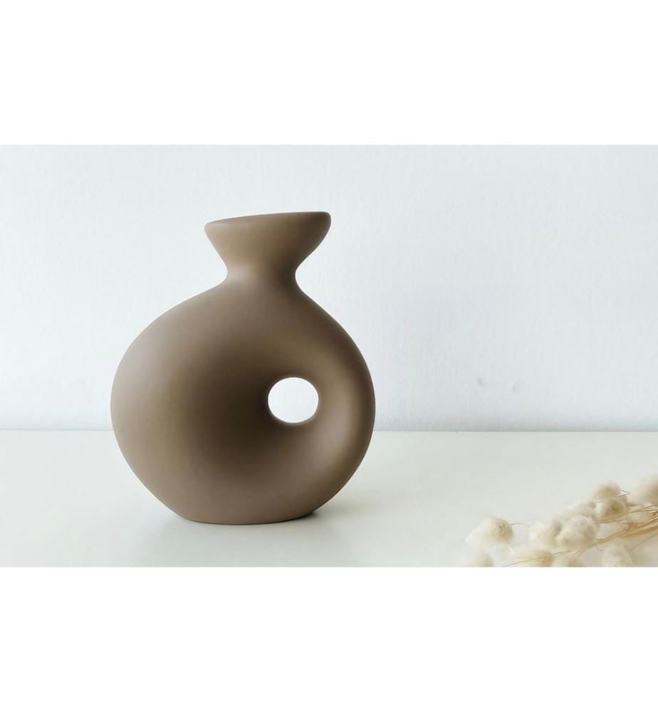 Vase, hellbraun, 100 % Keramik
