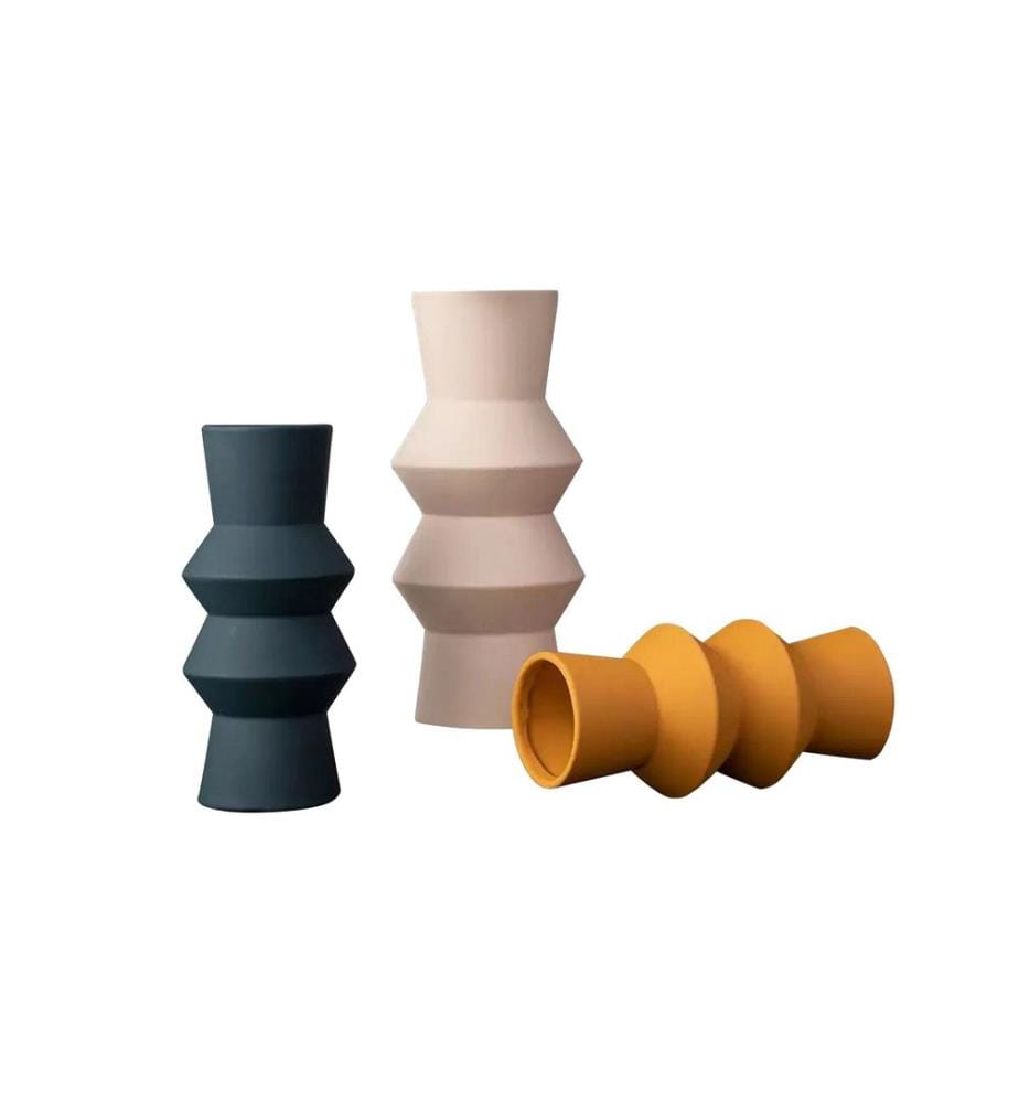 Vasen-Set, Anthrazit, Creme, Orange, 100 % Keramik