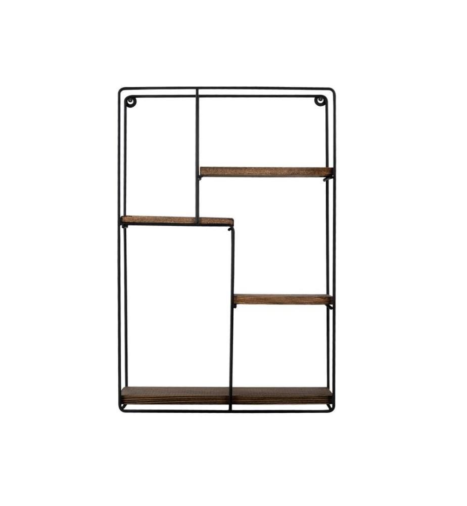 Wall Shelf, Black Walnut, Spruce Wood, Metal Frame