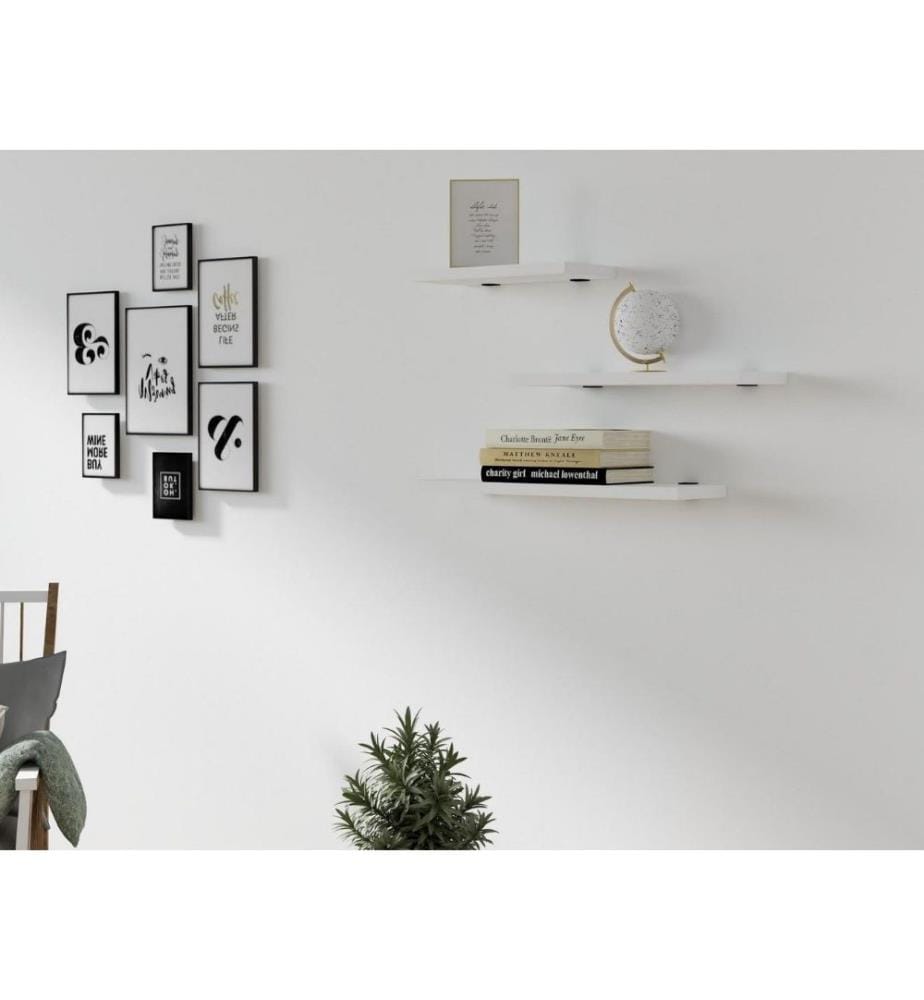 Etagère murale, blanc, panneau de particules mélaminé