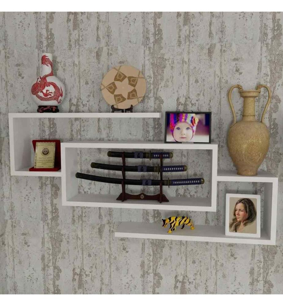 Etagère murale, blanc, panneau de particules mélaminé