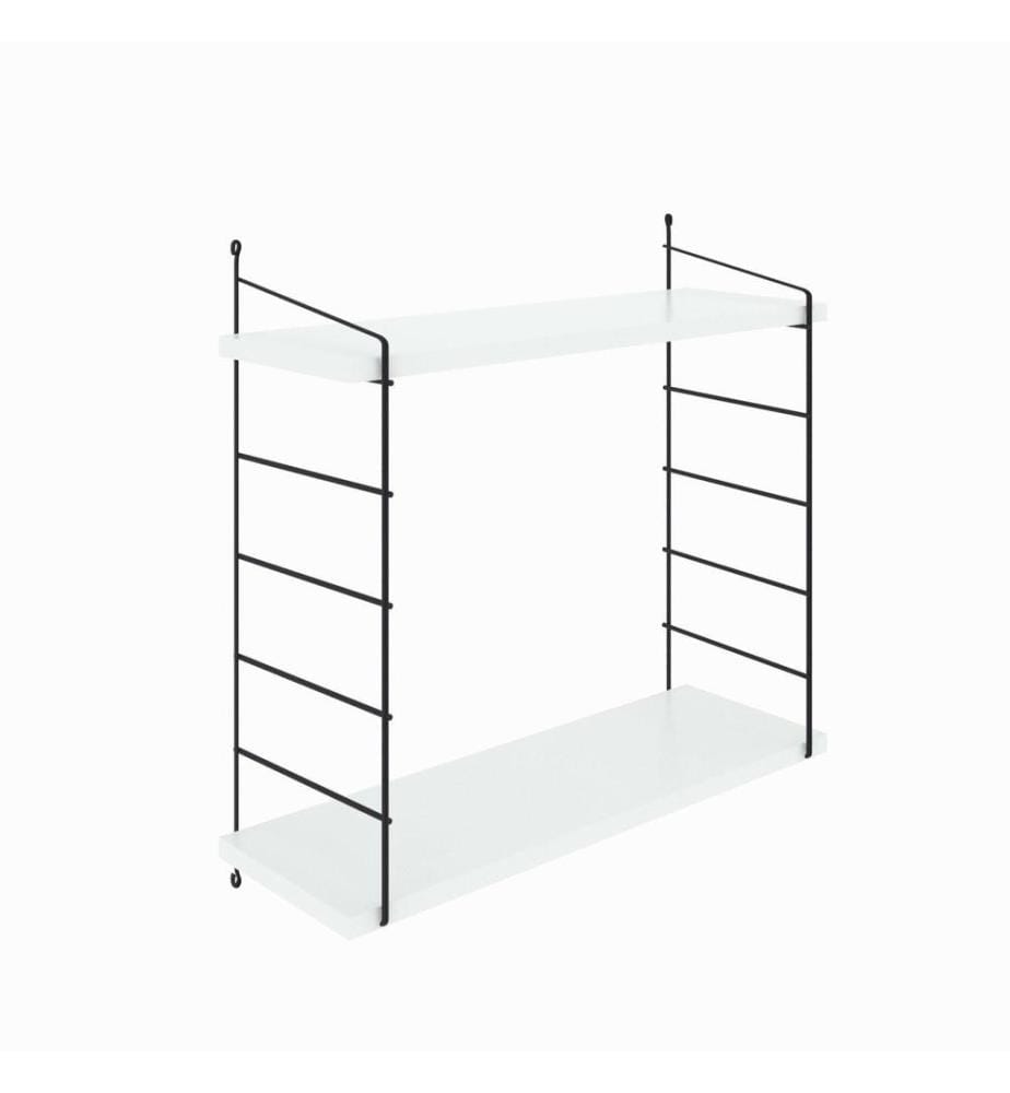 Etagère murale, blanc, panneau de particules mélaminé, support métallique