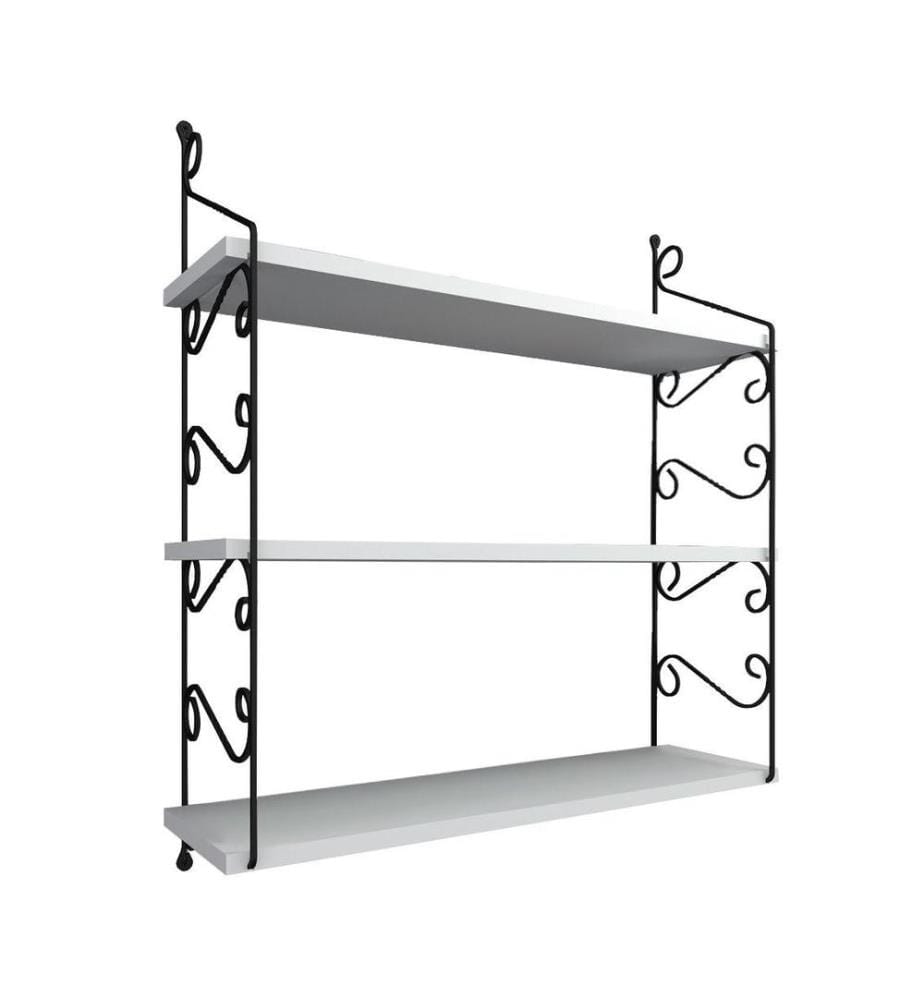 Etagère murale, blanc, panneau de particules mélaminé, support métallique