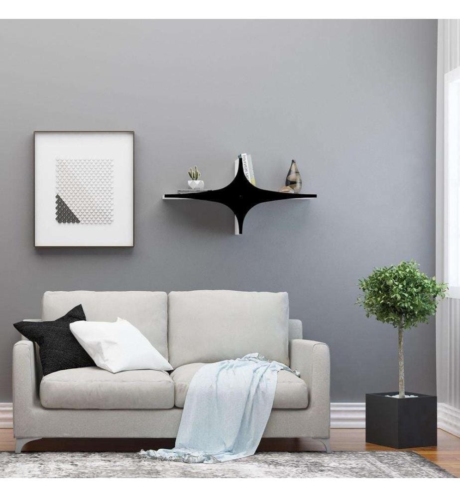 Etagère murale, Noir Blanc, Panneau de particules mélaminé