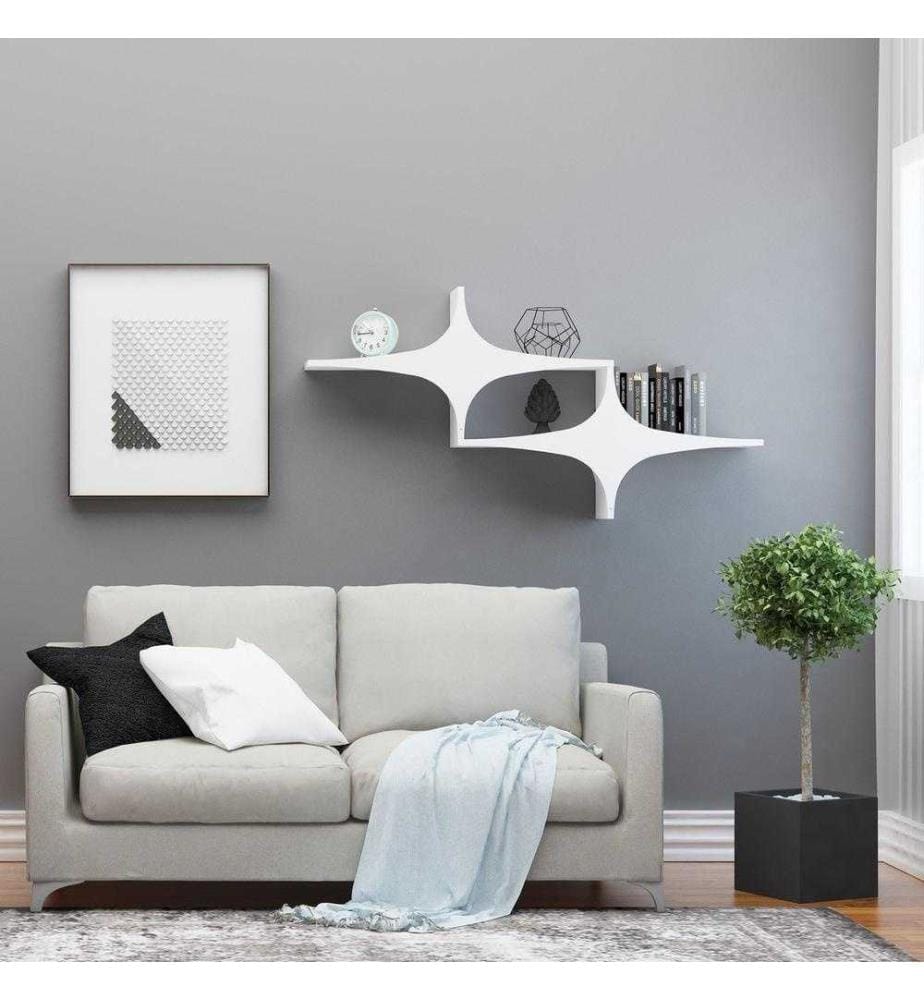 Etagère murale, blanc, panneau de particules mélaminé