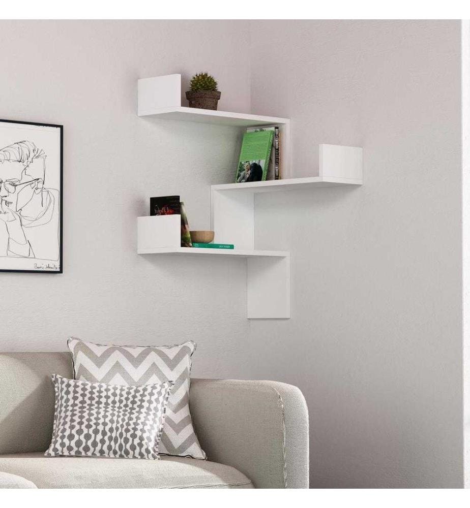 Etagère murale, blanc, panneau de particules mélaminé