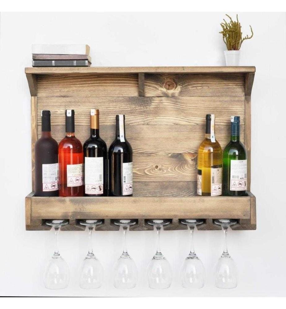 Porte-bouteilles en bois, noyer, épicéa, fait à la main