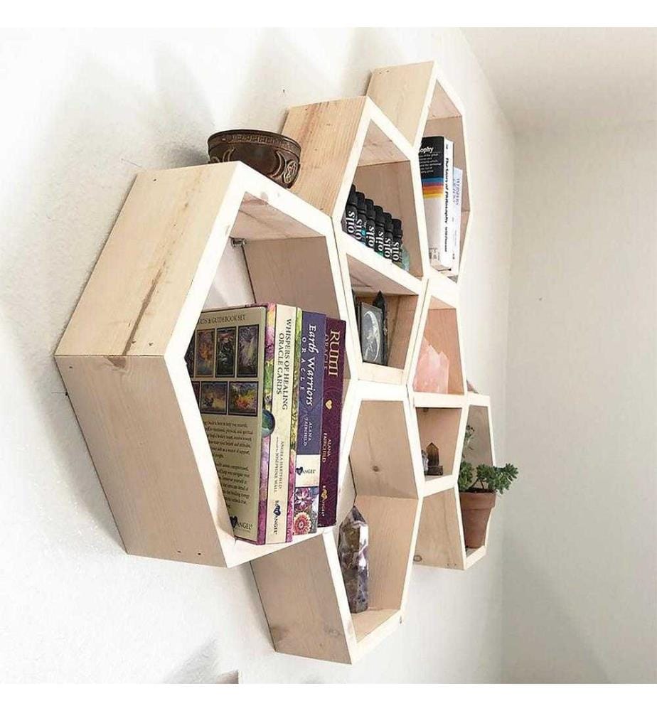 Etagère murale, noyer, épicéa, fait main
