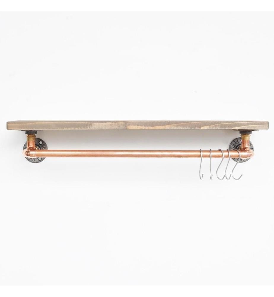 Pfeifenregal, Walnuss Rose Gold, Fichtenholz, Kupferpfeife