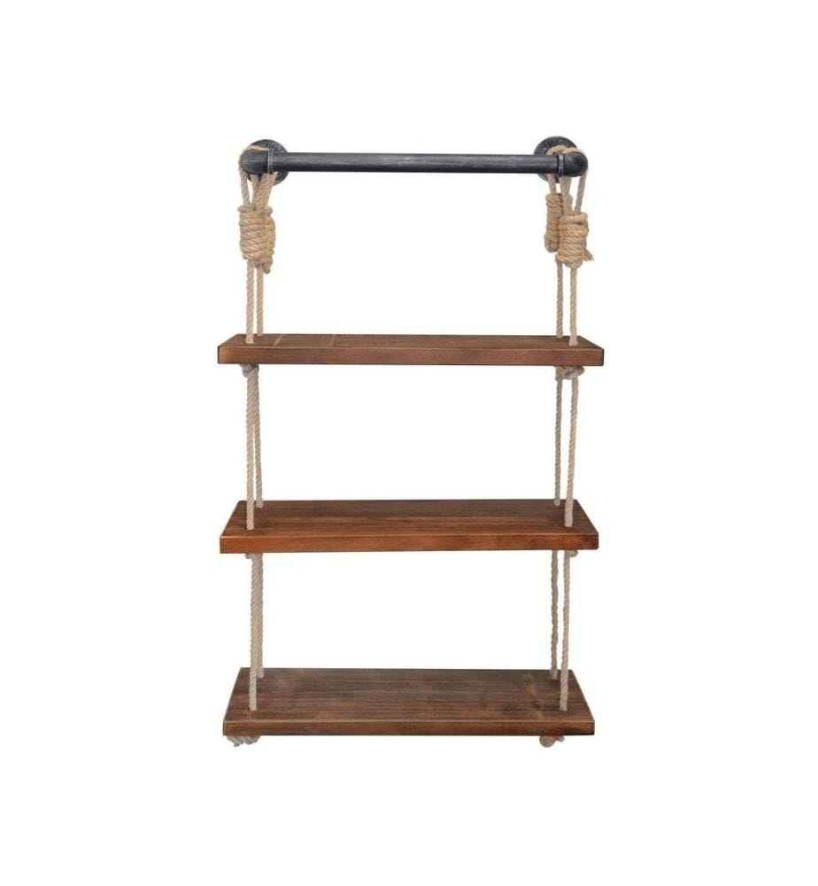 Etagère murale, noyer noir, bois d'épicéa, tube de métal