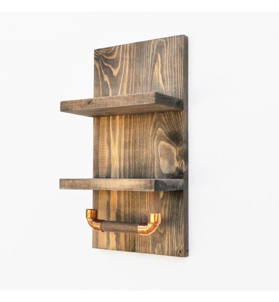 Dekoratives Wandregal aus Holz, Walnuss, Fichtenholz, handgefertigt