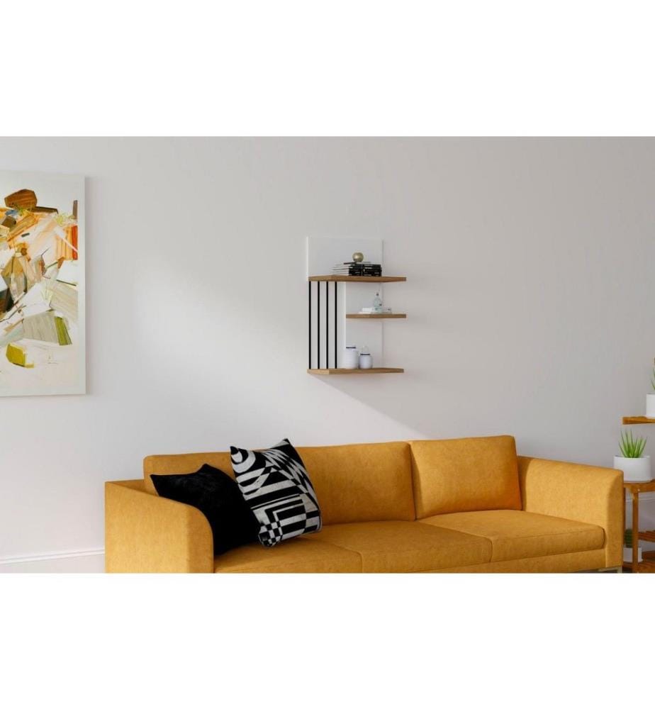 Etagère murale, noyer blanc, panneau de particules mélaminé
