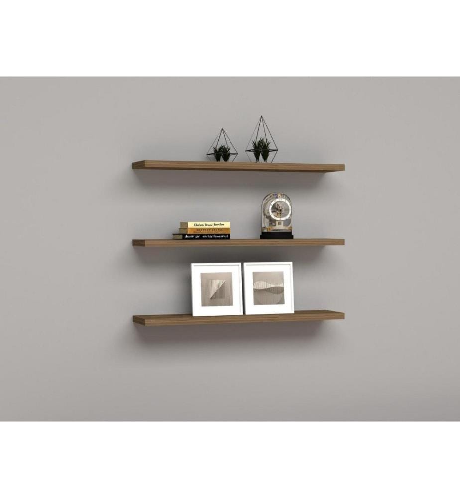 Etagère murale, noyer, panneau de particules mélaminé
